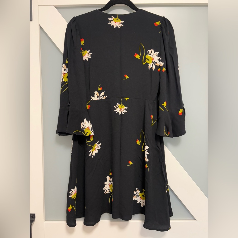 Free People- Time On My Side Black Floral Print Wrap Dress - Picture 11 of 12
